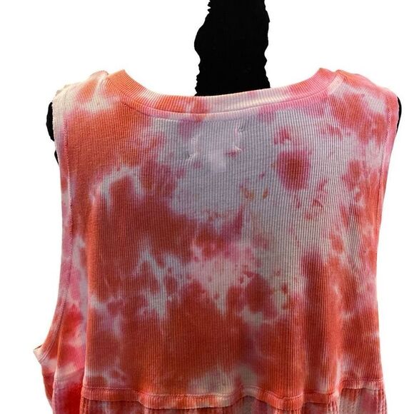 True Craft Pink and White Tie Dye Waffle Weave Sleeveless Top Sz 3X NWT - Picture 8 of 12